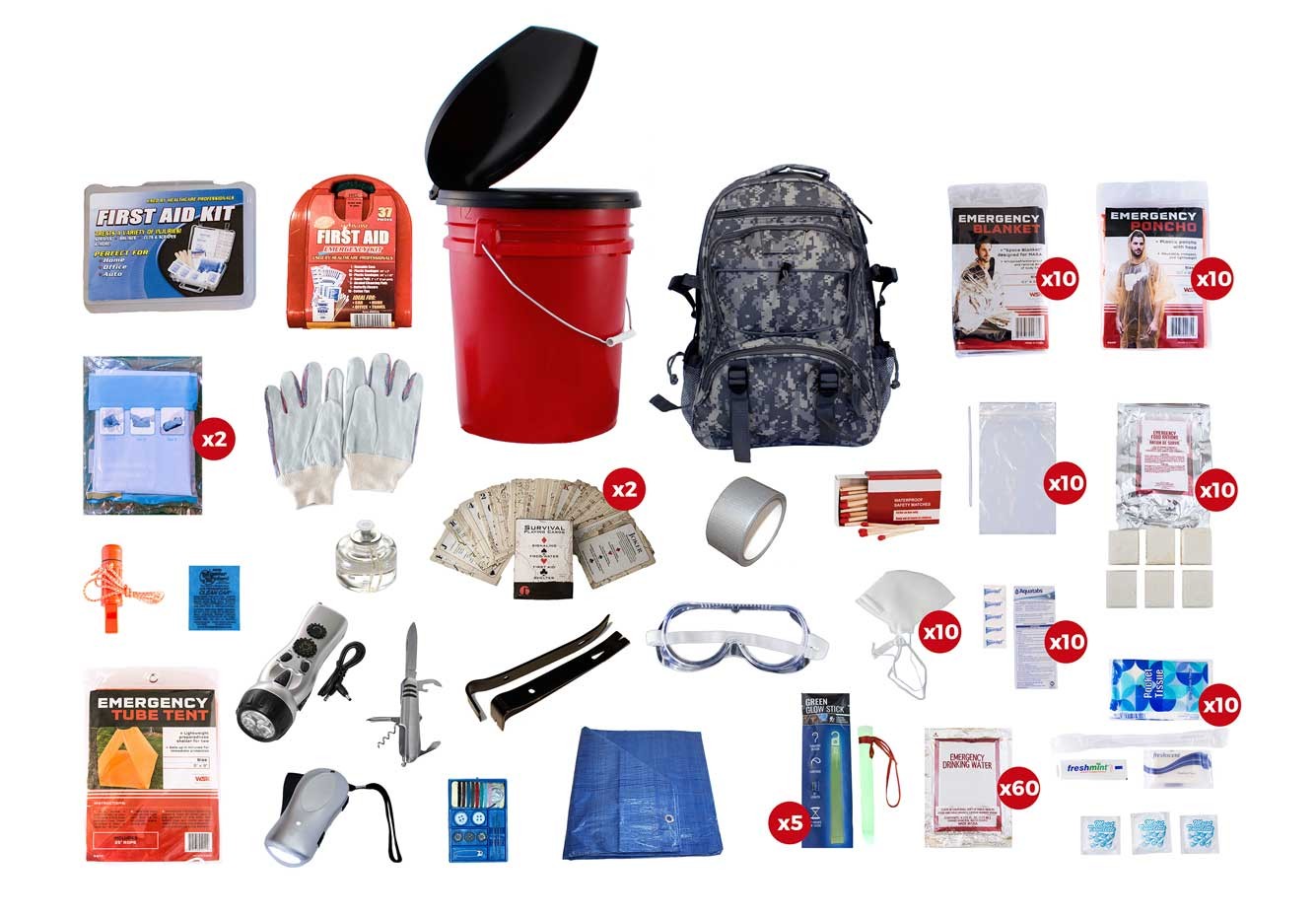 10 Person 3 Day Survival Kit + Bug Out/Go Bag – SURVIVE IT™ - Survive ...